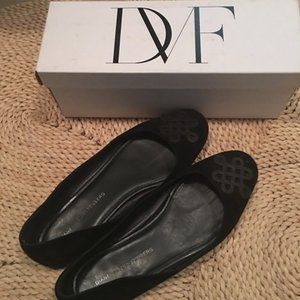 DVF Patent Leather Square Toe Ballet Flats